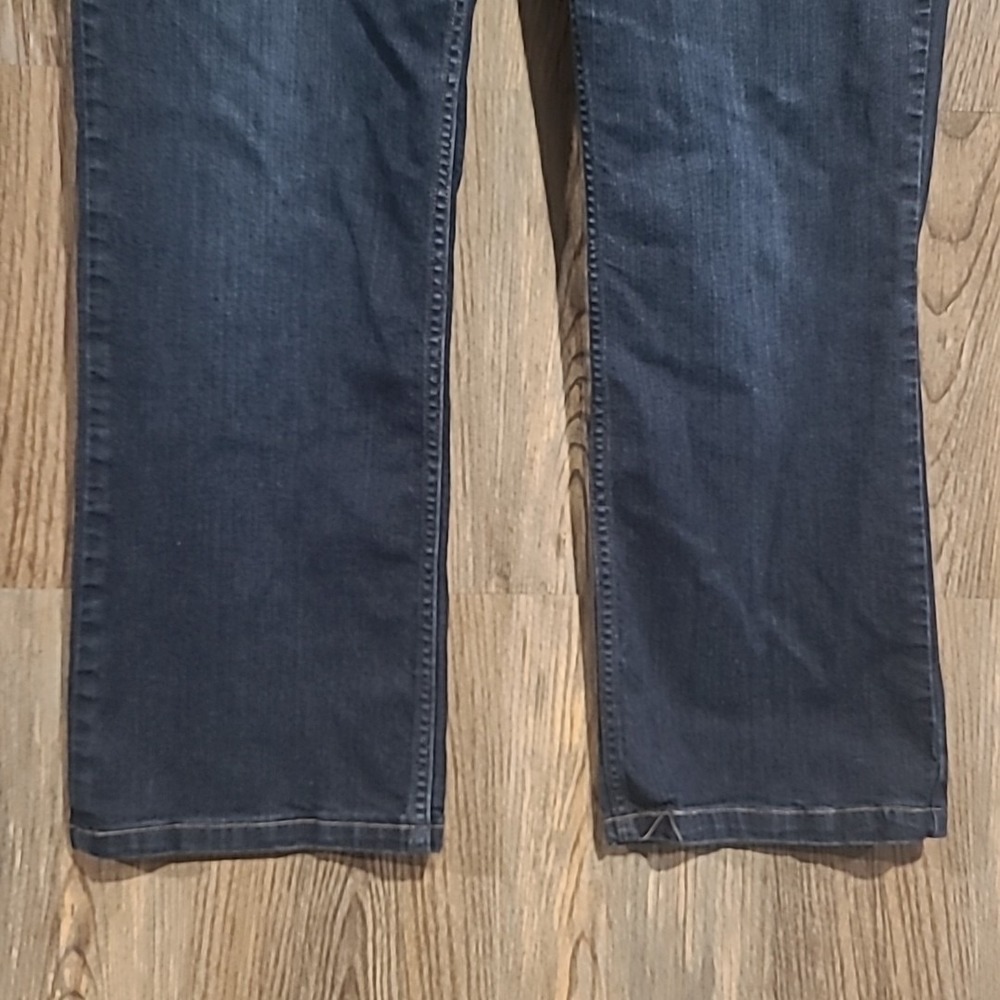 Duluth Trading Relaxed Straight Jeans Size 14 x Actual 27 Dark Wash Mid Rise - Picture 3 of 10